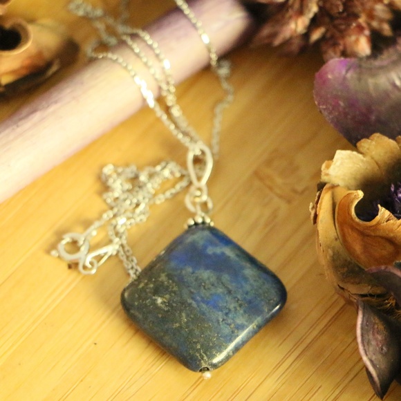 925 Sterling Silver Natural  lapis Stone Necklaces - Picture 2 of 6